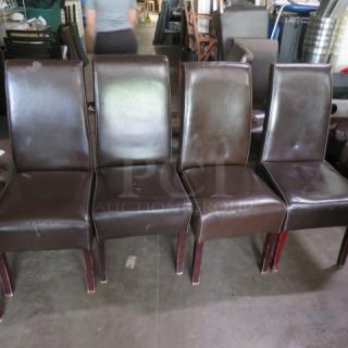 Wooden Chair With Brown Cushioned Seat And Back. NEED TO BE RECOVERED.  See PICS!  4XBID