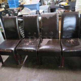 Wooden Chair With Brown Cushioned Seat And Back. NEED TO BE RECOVERED.  See PICS!  4XBID
