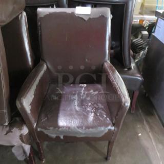 One Brown Cushioned Arm Chair Need s To Be Recovered.