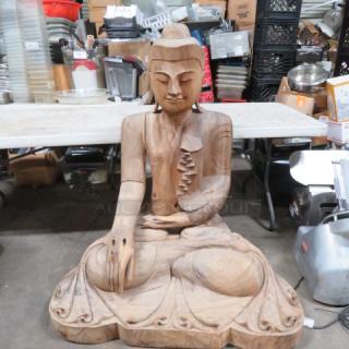 One AWESOME 3 Foor Hand Carved Wooden Buddha.