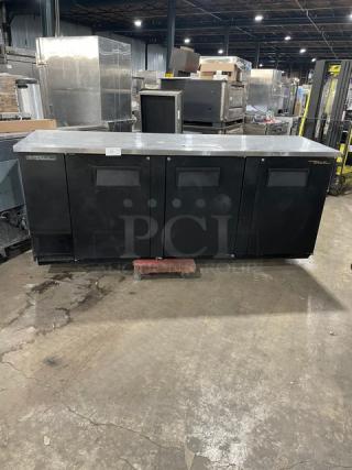 True Commercial Black 3 Door Refrigerated Kegerator! With Stainless Steel Worktop! Model: TDD-4 SN: 7296168! 115V 1 Phase!