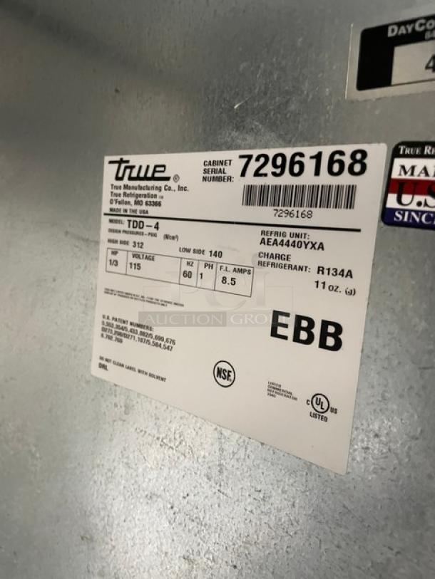True Commercial Black 3 Door Refrigerated Kegerator! With Stainless Steel Worktop! Model: TDD-4 SN: 7296168! 115V 1 Phase! - Image 7 of 9