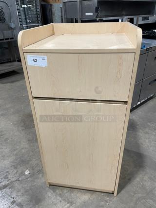 Commercial Wooden Style Enclosed Receptacle Cabinet! With Black Trash/Waste Bin! ALL ONE MONEY!