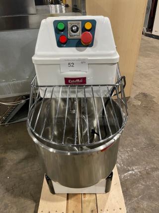 Estella Commercial White Heavy Duty 30 Qt. Two-Speed Spiral Dough Mixer! With Stainless Steel Bowl Guard & Mixing Bowl! With Spiral Dough Hook Attachment! Model: 348SM30 SN: 348SM30012400033! 120V! - Item #1183453