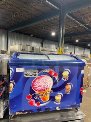 ColdTech Commercial Double Glass Sliding Top Ice Cream/Frozen Yogurt Merchandiser Display Chest Freezer! Model: 43SLC-L3-REBL SN: 045095! 115V! On Casters! - Item #1183460