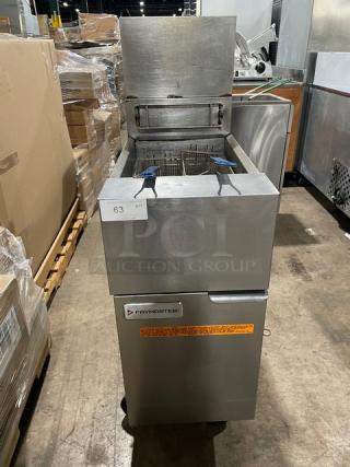 Frymaster Commercial Stainless Steel Natural Gas Powered Deep Fat Fryer! With Back Splash & Basket Hanger! With Frying Backets! Model: GF14SD SN: 2101FM0211! On Casters!