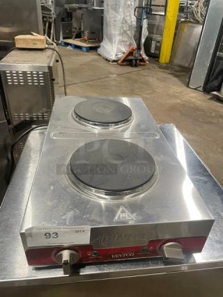 Avantco Commercial Stainless Steel Electric Powered Portable Countertop Double Burner Front-to-Back Hot Plate! Model: 177EB202F2BM SN: EB202F2BM22110002! 240V 1 Phase! On Legs!