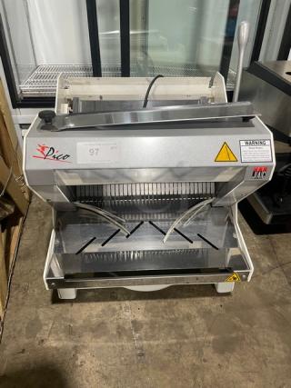 JAC Pico Series Commercial Heavy Duty Electric Powered Countertop Automatic Feed Bread Slicer! Model: MJL 450/13 SN: 14100424! 110V 1 Phase! On Legs!