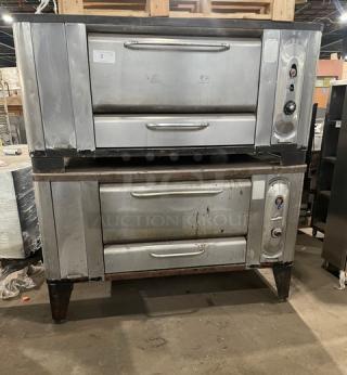 Blodgett Commercial Stainless Steel Natural Gas Powered Double Stacked Pizza Deck Oven! With Thermostatic Controls! On Legs! 2X Your Bid Makes One Unit! - Item #1181645