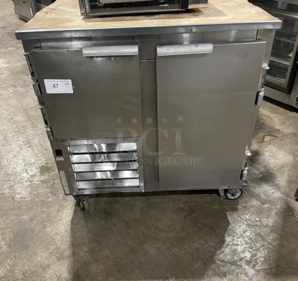 Leader Commercial Stainless Steel 2 Door Refrigerated Pizza Dough Retarder Table! Model: DR48 S/C SN: PS121452! 115V 1 Phase! On Casters! - Image 1 of 8