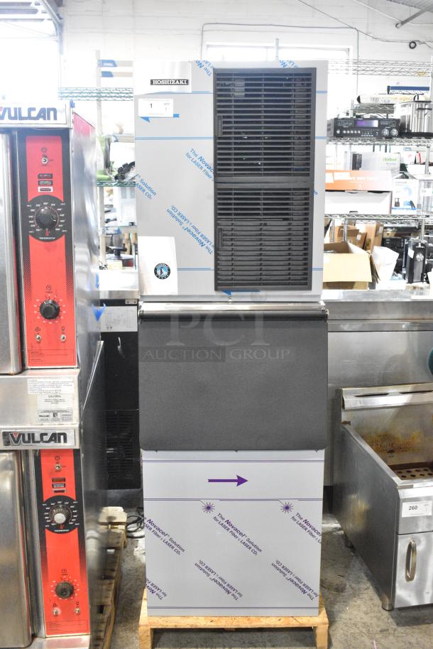 BRAND NEW! 2022 Hoshizaki KM-420MAJ Stainless Steel Commercial Ice Head on Hoshizaki B-300SF Stainless Steel Ice Bin. 115 Volts, 1 Phase. - Image 1 of 8