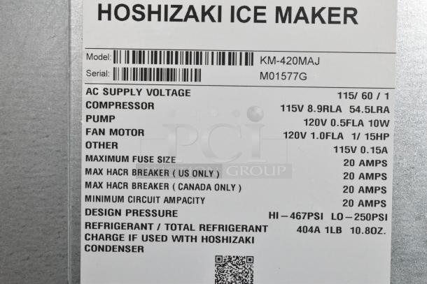 BRAND NEW! 2022 Hoshizaki KM-420MAJ Stainless Steel Commercial Ice Head on Hoshizaki B-300SF Stainless Steel Ice Bin. 115 Volts, 1 Phase. - Image 7 of 8