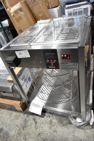 BRAND NEW SCRATCH AND DENT! ServIt 423PDW18D1 18" Full-Service Pizza Warmer with 4-Shelf Rotating Rack. 120 Volts, 1 Phase.