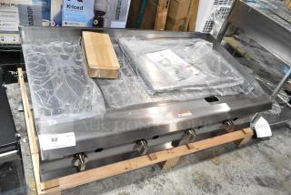 BRAND NEW SCRATCH AND DENT! 2024 Cooking Performance Group GM-CPG-48-NL 351GMCPG48NL Stainless Steel 48" Natural Gas Countertop Griddle with Manual Controls - 120,000 BTU
