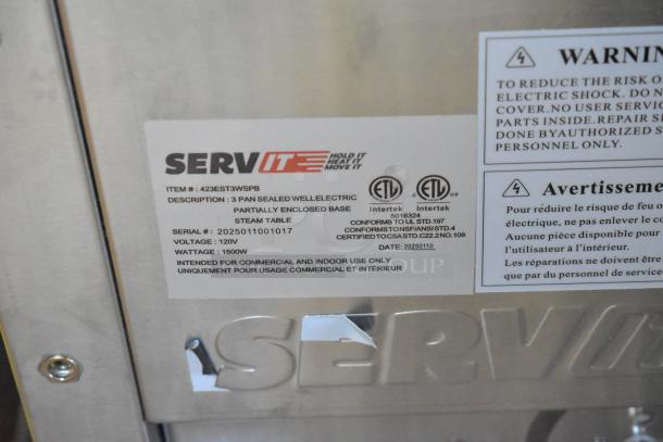 BRAND NEW SCRATCH AND DENT! 2025 ServIt 423EST3WSPB Three Pan Sealed Well Electric Steam Table with Partially Enclosed Base. 120 Volts, 1 Phase. Tested and Working! - Image 9 of 9