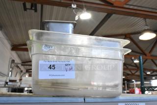ALL ONE MONEY! Lot of Various Items Including Clear Poly Drop In Bins and Straining Inserts.