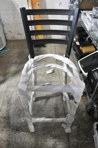 2 BRAND NEW SCRATCH AND DENT! Lancaster Table & Seating 164BMTLADFR Black Ladder Back Bar Height Chair Frame. 2 Times Your Bid!
