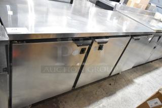 Beverage Air WTR72AY Stainless Steel Commercial 3 Door Undercounter Cooler on Commercial Casters. 115 Volts, 1 Phase. Tested and Working!