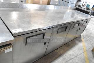 True TWT-119 Stainless Steel Commercial 4 Door Work Top Cooler on Commercial Casters. 115 Volts, 1 Phase. Tested and Working!