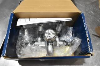 BRAND NEW SCRATCH AND DENT! T&S B-0669-RGH Wall Mount Rough Chrome Service Sink Faucet with 4" Adjustable Arm Centers, Built In Stops, Eterna Cartridges, and Vacuum Breaker