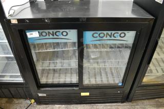 Imbera VRD41 Metal Commercial 2 Door Reach In Cooler Merchandiser w/ Poly Coated Racks, 115 Volts, 1 Phase. Tested and Working!