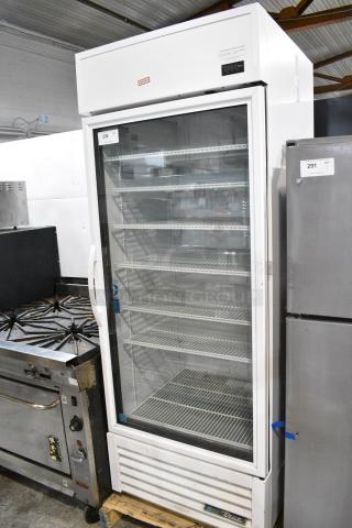 2021 True TSCI-600R-G-PH Metal Commercial Single Door Reach In Cooler Merchandiser w/ Poly Coated Racks. 115 Volts, 1 Phase. Tested and Powers On But Does Not Get Cold