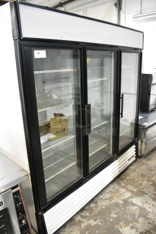 True GDM-72 Metal Commercial 3 Door Reach In Cooler Merchandiser w/ Poly Coated Racks. 115 Volts, 1 Phase. Tested and Working!