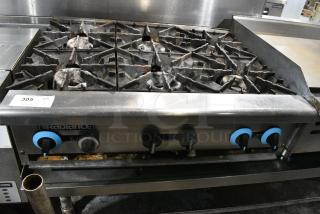 Radiance Stainless Steel Commercial Countertop Natural Gas Powered 6 Burner Range.