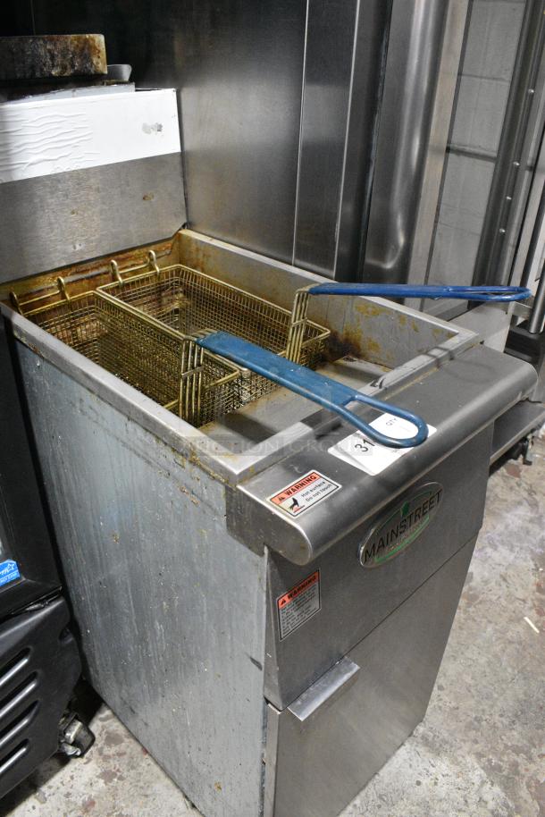 2021 Mainstreet 541FF40N Stainless Steel Commercial Floor Style Natural Gas Powered Deep Fat Fryer w/ 2 Metal Fry Baskets. 90,000 BTU. - Image 2 of 10