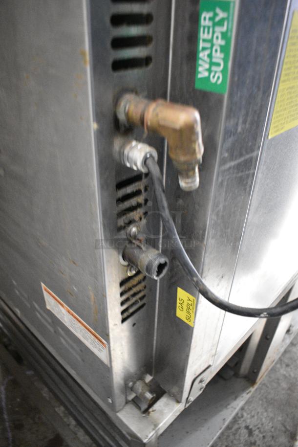 Baxter OV310G Stainless Steel Commercial Natural Gas Powered Mini Rotating Pan Rack Oven w/ Lower Pan Rack on Commercial Casters. Unit Was In Working Condition When Removed. See Pictures to See The Unit Working Before Removal. - Image 7 of 9