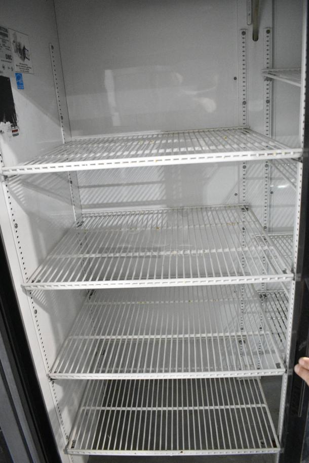 True GDM-45EM-LD Metal Commercial 2 Door Reach In Cooler Merchandiser w/ Poly Coated Racks on Commercial Casters. 115 Volts, 1 Phase. Tested and Powers On But Does Not Get Cold - Image 6 of 8