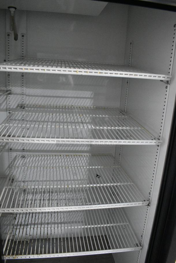 True GDM-45EM-LD Metal Commercial 2 Door Reach In Cooler Merchandiser w/ Poly Coated Racks on Commercial Casters. 115 Volts, 1 Phase. Tested and Powers On But Does Not Get Cold - Image 7 of 8