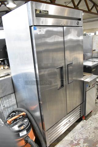 True T-35 Stainless Steel Commercial 2 Door Reach In Cooler on Commercial Casters. 115 Volts, 1 Phase. Tested and Powers On But Does Not Get Cold