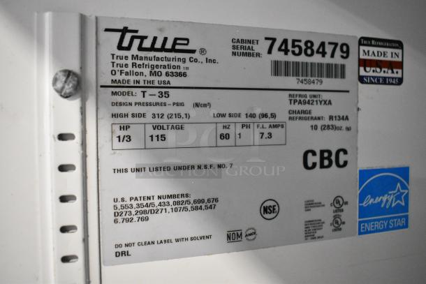 True T-35 Stainless Steel Commercial 2 Door Reach In Cooler on Commercial Casters. 115 Volts, 1 Phase. Tested and Powers On But Does Not Get Cold - Image 8 of 8
