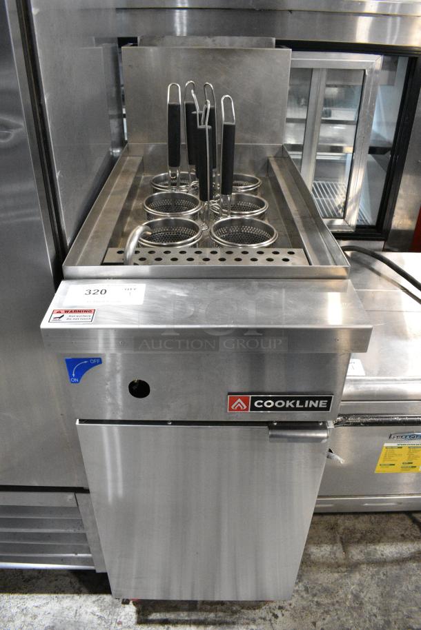 2024 Cookline PC1 Stainless Steel Commercial Floor Style Natural Gas Powered Pasta Cooker w/ 6 Metal Baskets on Commercial Casters. - Image 1 of 10