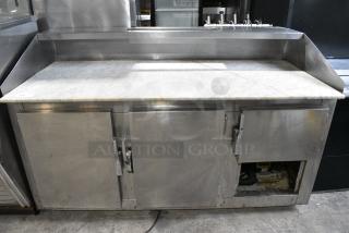 Stainless Steel Commercial 3 Door Work Top Cooler w/ Stone Countertop. 115 Volts, 1 Phase. Tested and Working!