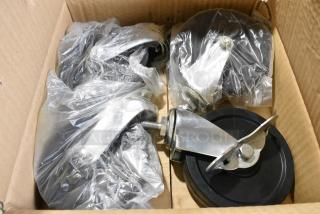 8 BRAND NEW SCRATCH AND DENT! Boxes of 4 KCS CT-5 Commercial Casters. 8 Times Your Bid!