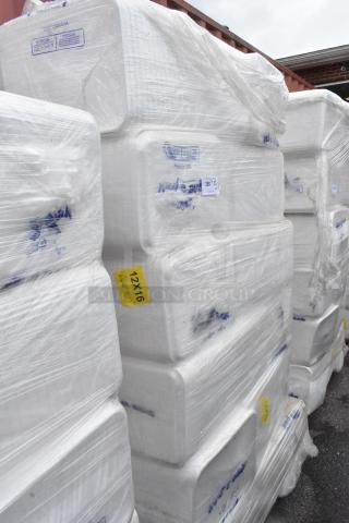 24 BRAND NEW SCRATCH AND DENT! Bundles of 12x16 White Foam Trays. 24 Times Your Bid!