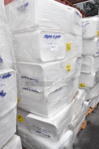 24 BRAND NEW SCRATCH AND DENT! Bundles of 12x16 White Foam Trays. 24 Times Your Bid!