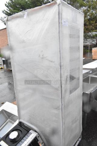 Metal Commercial Pan Transport Rack on Commercial Casters w/ Cover.