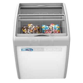 BRAND NEW SCRATCH AND DENT! KoolMore MCF-6C 26 in. Display Ice Cream Freezer - 5.7 cu ft. One Door Is Missing Glass. 115 Volts, 1 Phase. - Item #1184177