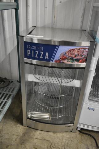 BRAND NEW SCRATCH AND DENT! KoolMore KM-HPD4-12 Stainless Steel 18 in. Commercial Pizza Display Warmer for 12 in. Pies with 4 Rotating Racks. 115 Volts, 1 Phase. - Item #1184205