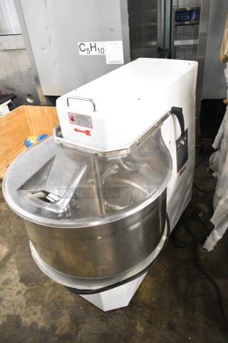 BRAND NEW SCRATCH AND DENT! Sirman 40875756 HERCULES 50 TA 55 Qt. / 88 lb. Floor Style Spiral Dough Mixer with Tilting Head, Removable Bowl and Dough Hook Attachment. 220 Volts. - Item #1184209