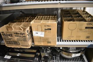 3 BRAND NEW SCRATCH AND DENT! Items Including 5539222B Acopa Covella 22 oz. Burgundy Wine Glass - 12/Case, 553927F Acopa Covella 7.5 oz. Flute Glass - 12/Case and Libbey 15242 Gibraltar 9 oz. Rocks / Old Fashioned Glass - 36/Case. Missing a Few Glasses. 3 Times Your Bid!