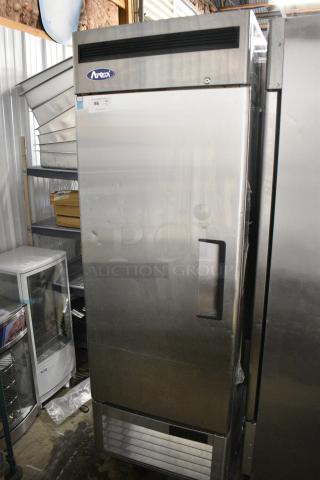 2022 Atosa MBF8505GR Stainless Steel Commercial Single Door Reach In Cooler on Commercial Casters. 115 Volts, 1 Phase.