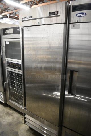 2022 Universal Coolers RICI-30 Stainless Steel Commercial Single Door Reach In Cooler on Commercial Casters. 115 Volts, 1 Phase.