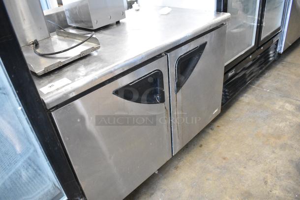Turbo Air TUR-48SD Stainless Steel Commercial 2 Door Undercounter Cooler on Commercial Casters. 115 Volts, 1 Phase. Tested and Working! - Image 2 of 8