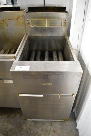 Dean SR162GN Stainless Steel Commercial Floor Style Natural Gas Powered Deep Fat Fryer on Commercial Casters. 150,000 BTU.
