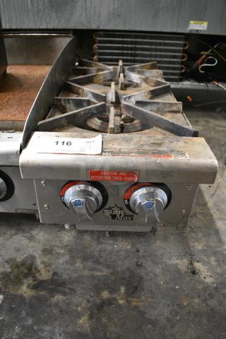 Star Max Stainless Steel Commercial Countertop Gas Powered 2 Burner Range.
