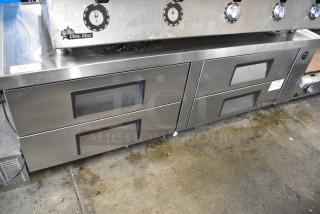 True TRCB-72 Stainless Steel Commercial 4 Drawer Chef Base on Commercial Casters. 115 Volts, 1 Phase.